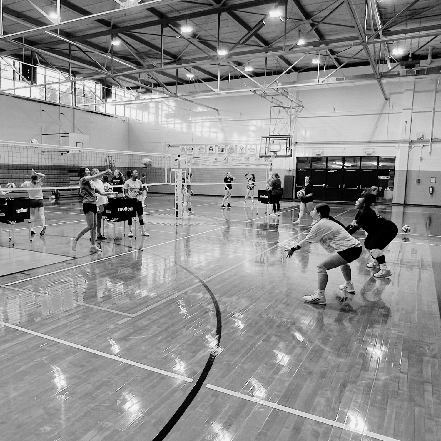 Training on all volleyball skills at a clinic in Charlotte area